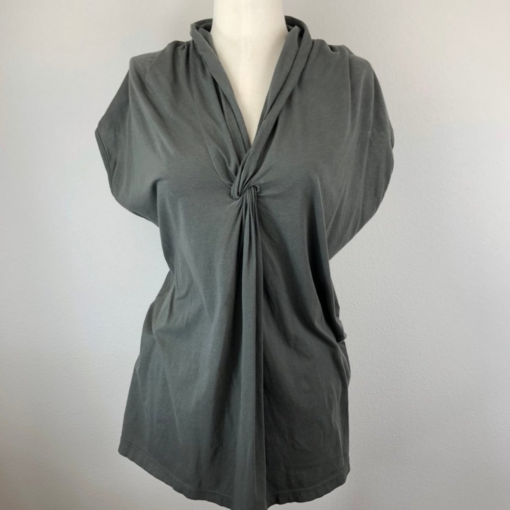 Jarbo Twist Front Shawl Collar A-Line Tee - Picture 2 of 8